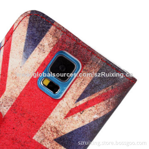 New 2-in-1 PU Leather Phone Case for Samsung Galaxy S5, with Flag Image and Stand Function